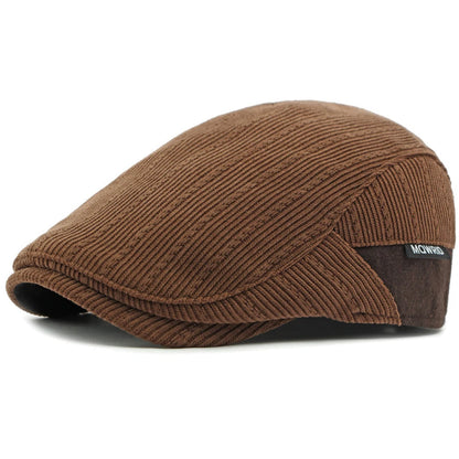 Ely Corduroy Fleece Beret in Light Coffee