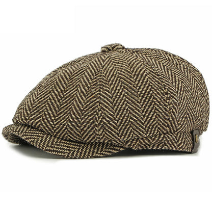 Valencia Striped Beret in Coffee
