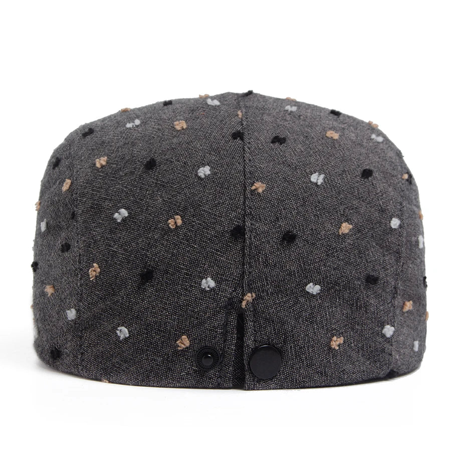 Polka Dot Linen Ivy Cap | Milan Summer Flat Cap | Urban Caps NZ