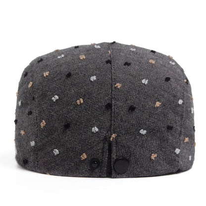 Polka Dot Linen Ivy Cap | Milan Summer Flat Cap | Urban Caps NZ