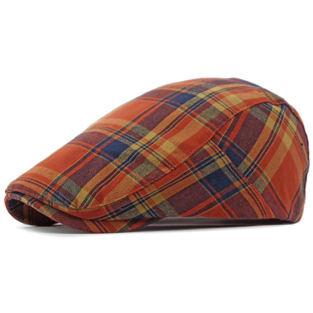 Assisi Plaid Artist Beret in Orange