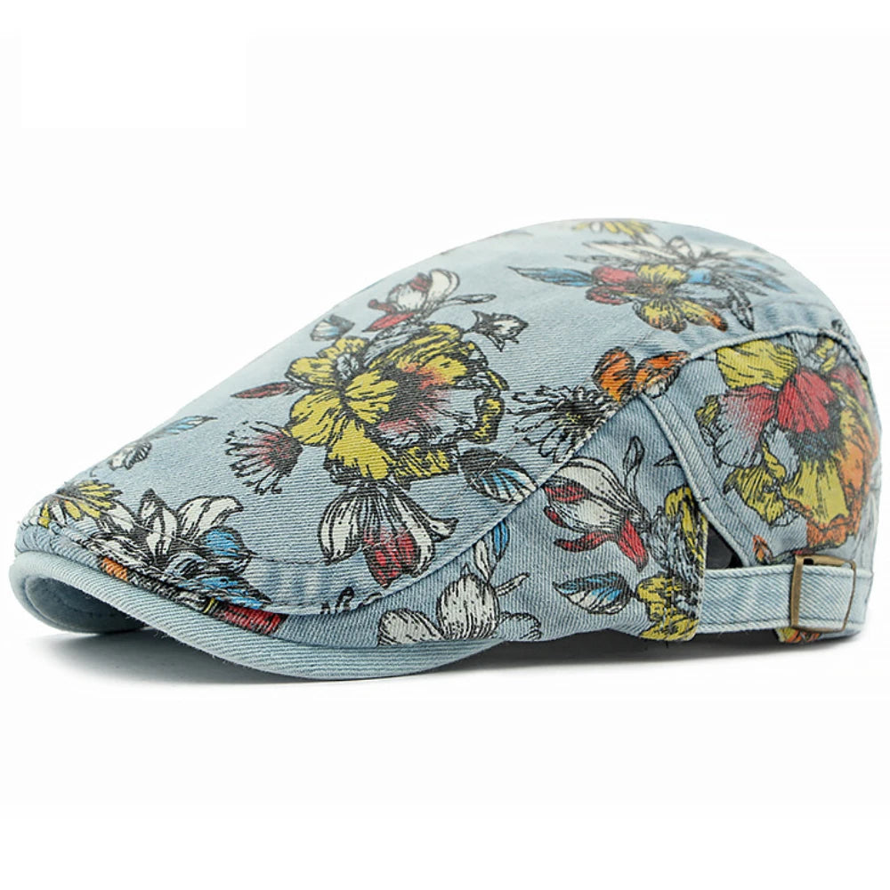 Rochester Floral Artist Beret in Light Blue