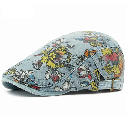 Rochester Floral Artist Beret in Light Blue