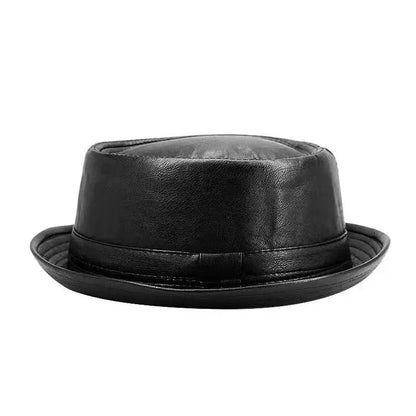 Kingsley Faux Leather Fedora in Black
