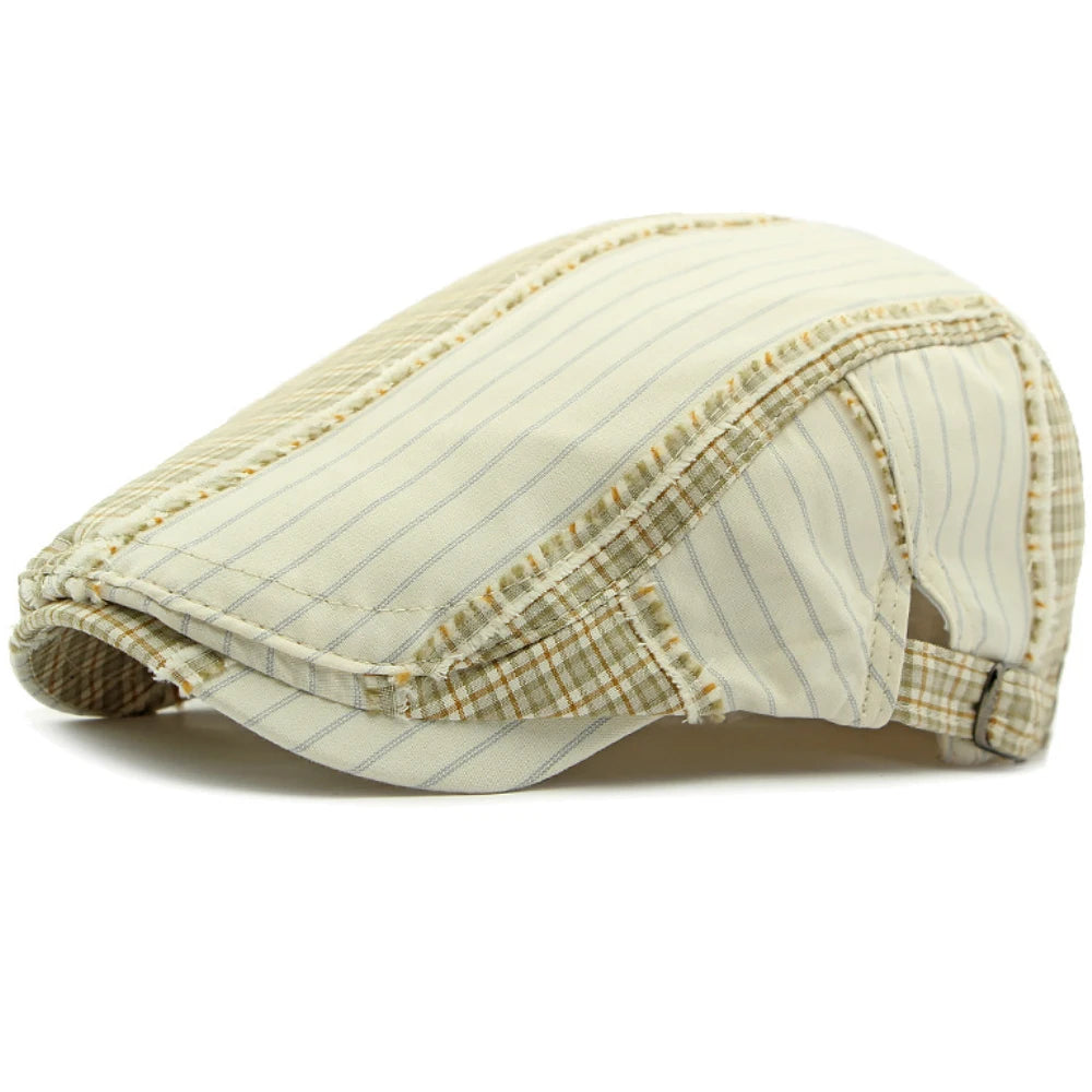 Colchester Plaid Artist Beret in Beige