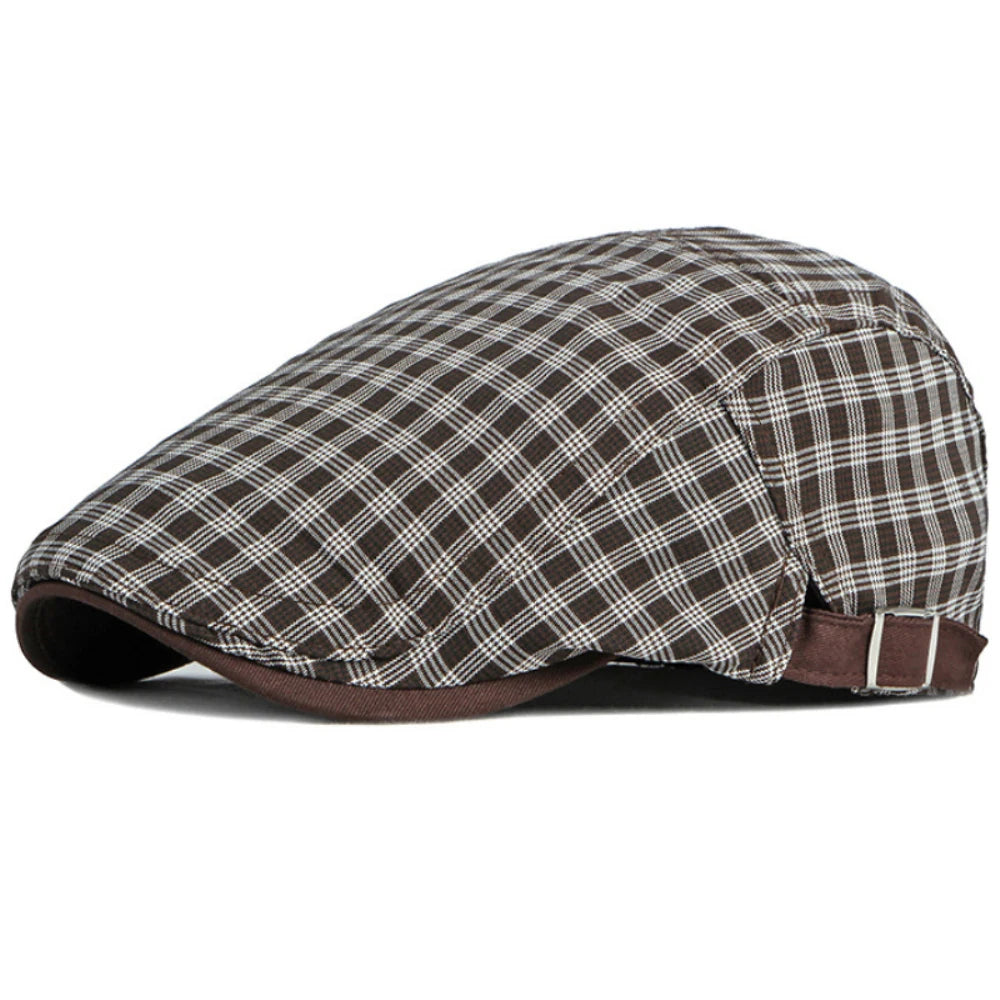 Whitby Plaid Beret in Coffee