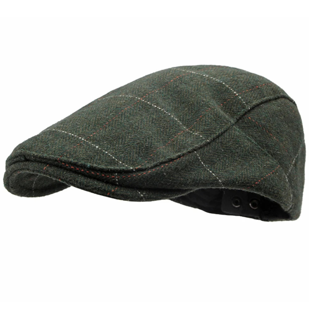 Reading Plaid Artist Beret in Army Green