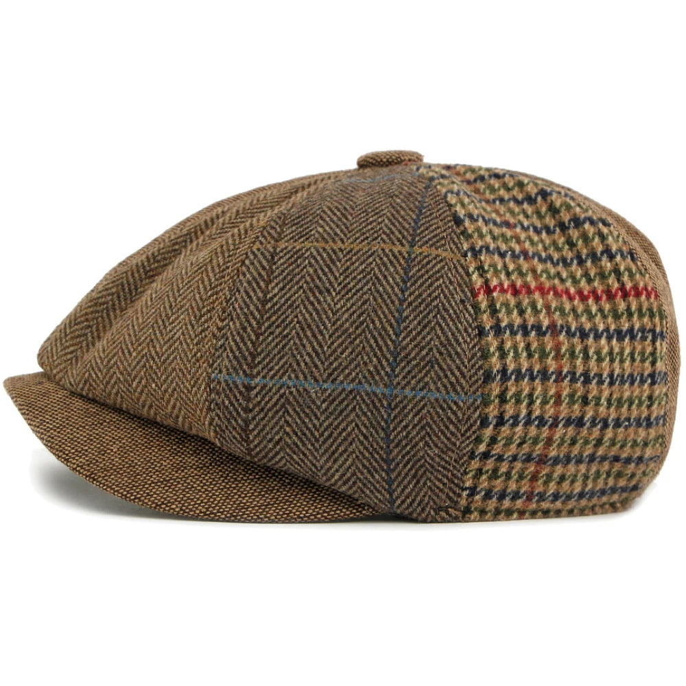 Arundel Plaid Wool Beret in Coffee