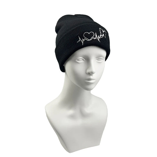 The Heartline | ECG Embroidery Unisex Knitted Beanie | Urban Caps NZ
