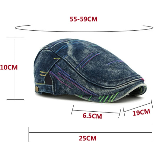 Frome Geometric Denim-Style Beret