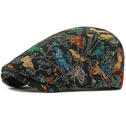 Tewkesbury Animal-Print Beret in Back Buckle Black