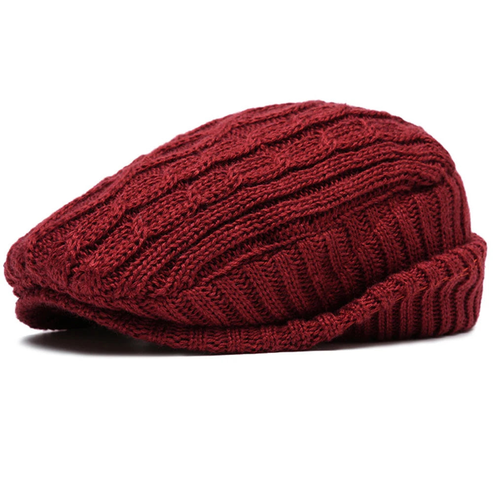 Appleby Knitted Earflap Beret in Burgundy