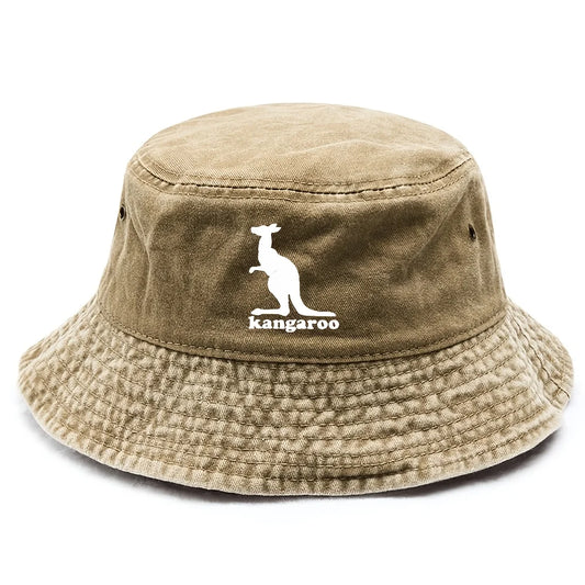 Cotton bucket hat with an all-over kangaroo print