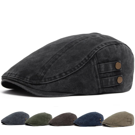 Double Button Cotton Ivy Cap | Vintage Country Flat Cap | Urban Caps NZ