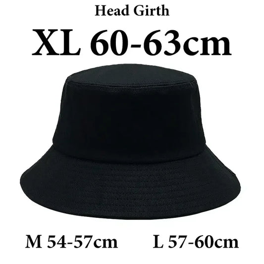 Large size UPF50+ cotton bucket hat in khaki with chin strap