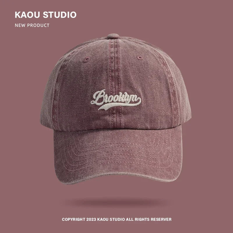 Ashford Washed Cotton Baseball Cap in Rust Red