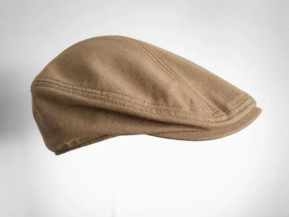 Chester Linen Newsboy Cap in Light Camel Color