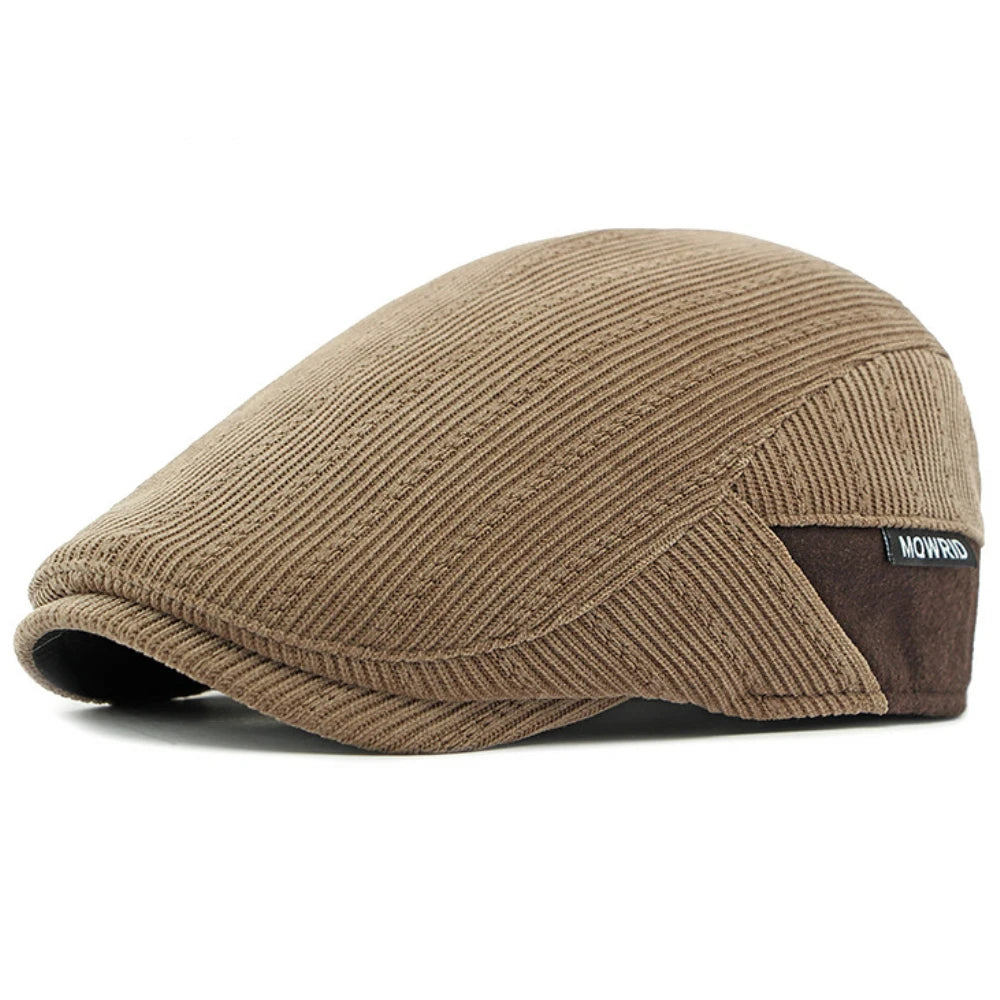 Ely Corduroy Fleece Beret in Khaki
