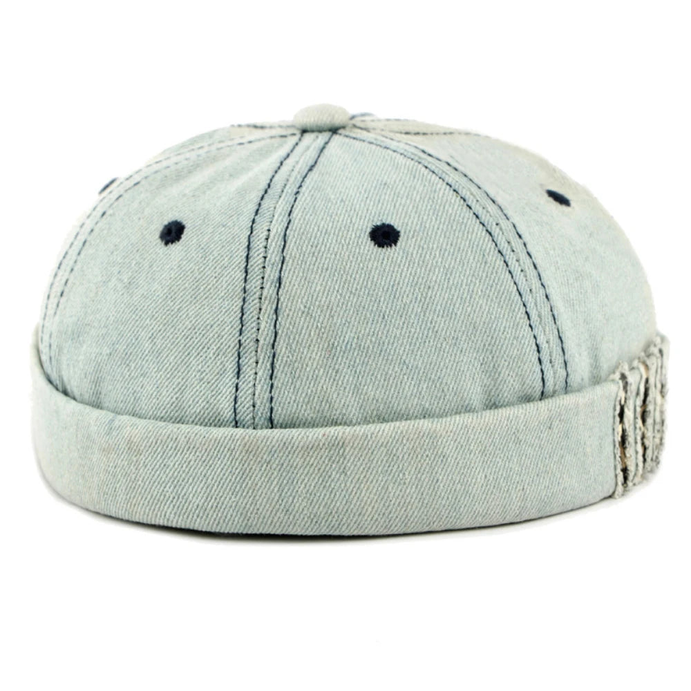 Southbank Denim-Style Beanie in Light Blue
