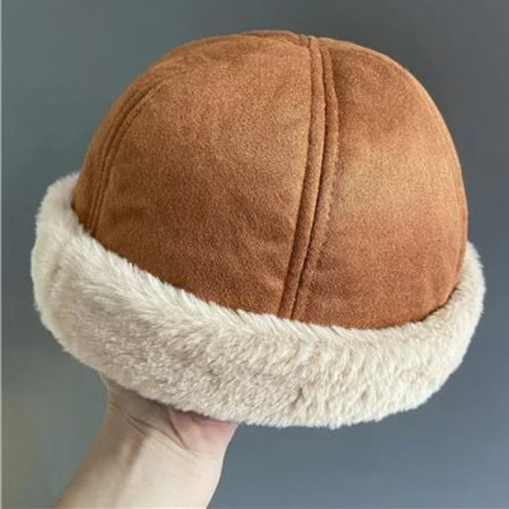 Kodiak Lamb Fleece Bomber Hat in Caramel