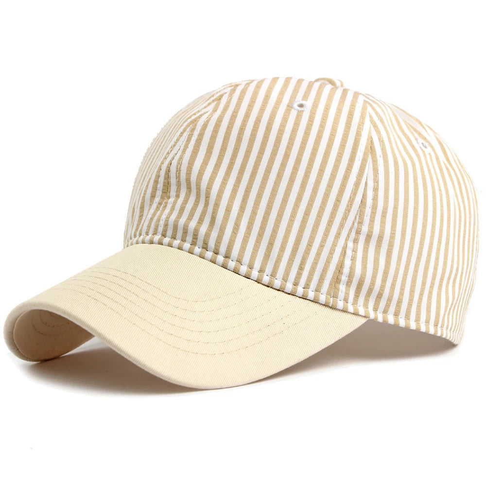Putney Striped Sun Cap in Khaki