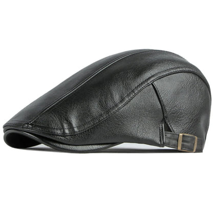 Cadiz Faux Leather Ivy Cap in Black