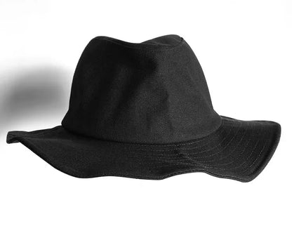 Osborne Wide-Brim Bucket Hat in Black-Cotton