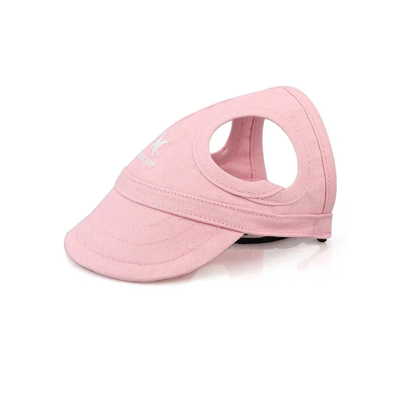 Summer dog baseball cap with ear holes in yellow