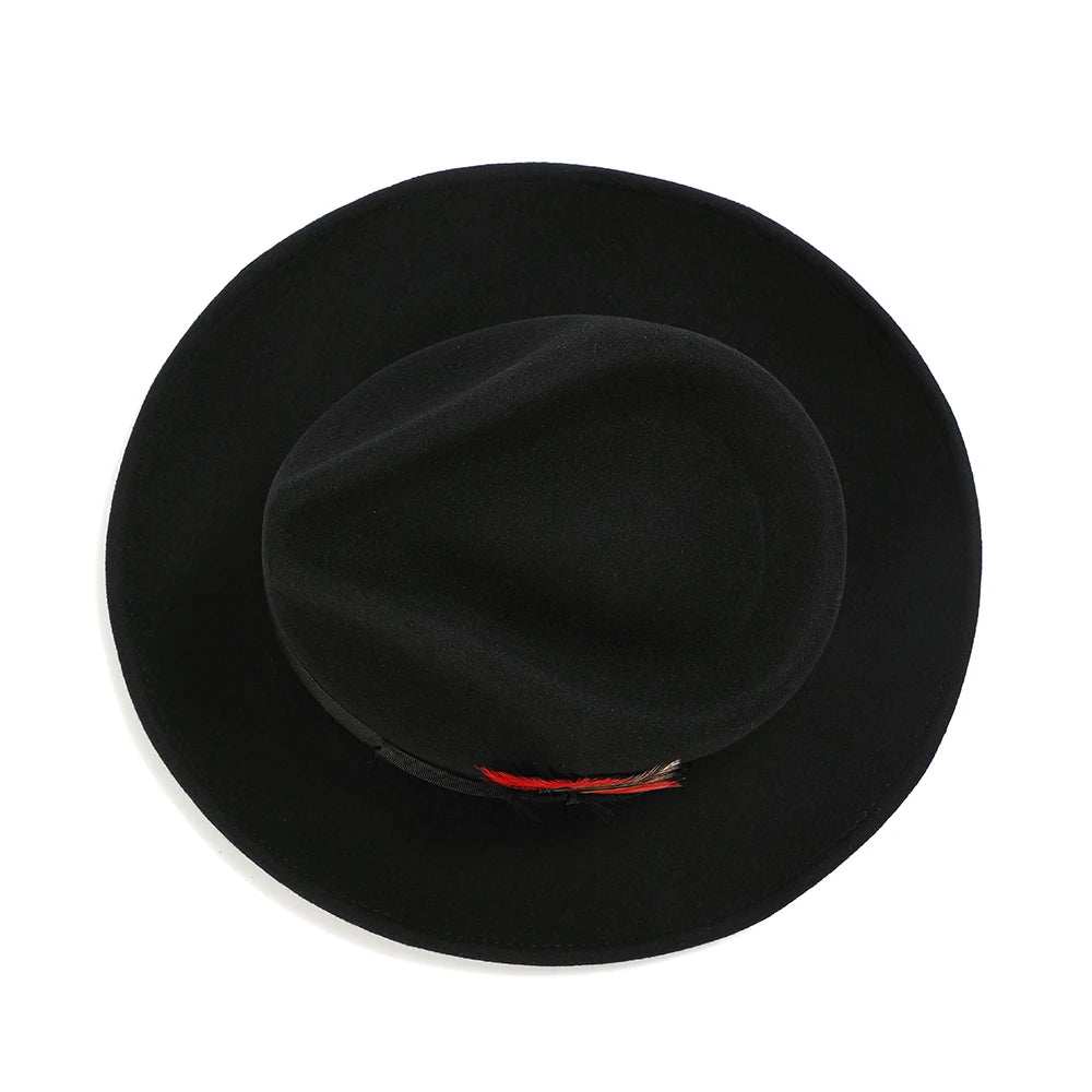 Black Luxury Wool Fedora Hat – Crushable Satin Lined Feather Fedora