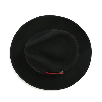 Black Luxury Wool Fedora Hat – Crushable Satin Lined Feather Fedora