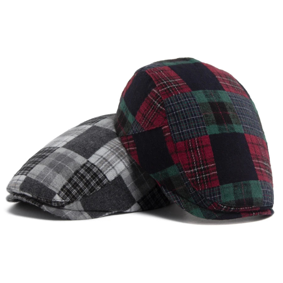 Big Plaid Patchwork Ivy Cap | Retro Country Flat Cap | Urban Caps NZ