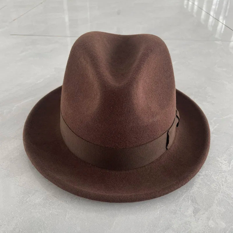 Short Brim Wool Fedora Hat – Satin Lined Classic Trilby Hat
