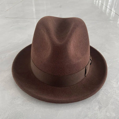 Short Brim Wool Fedora Hat – Satin Lined Classic Trilby Hat