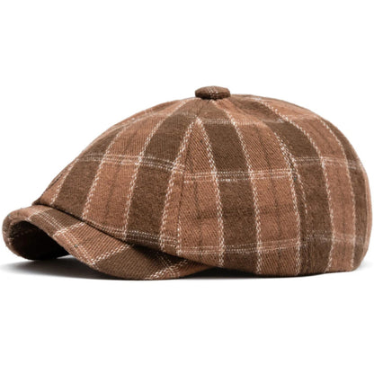 Nimes Plaid Artist Beret in Coffee