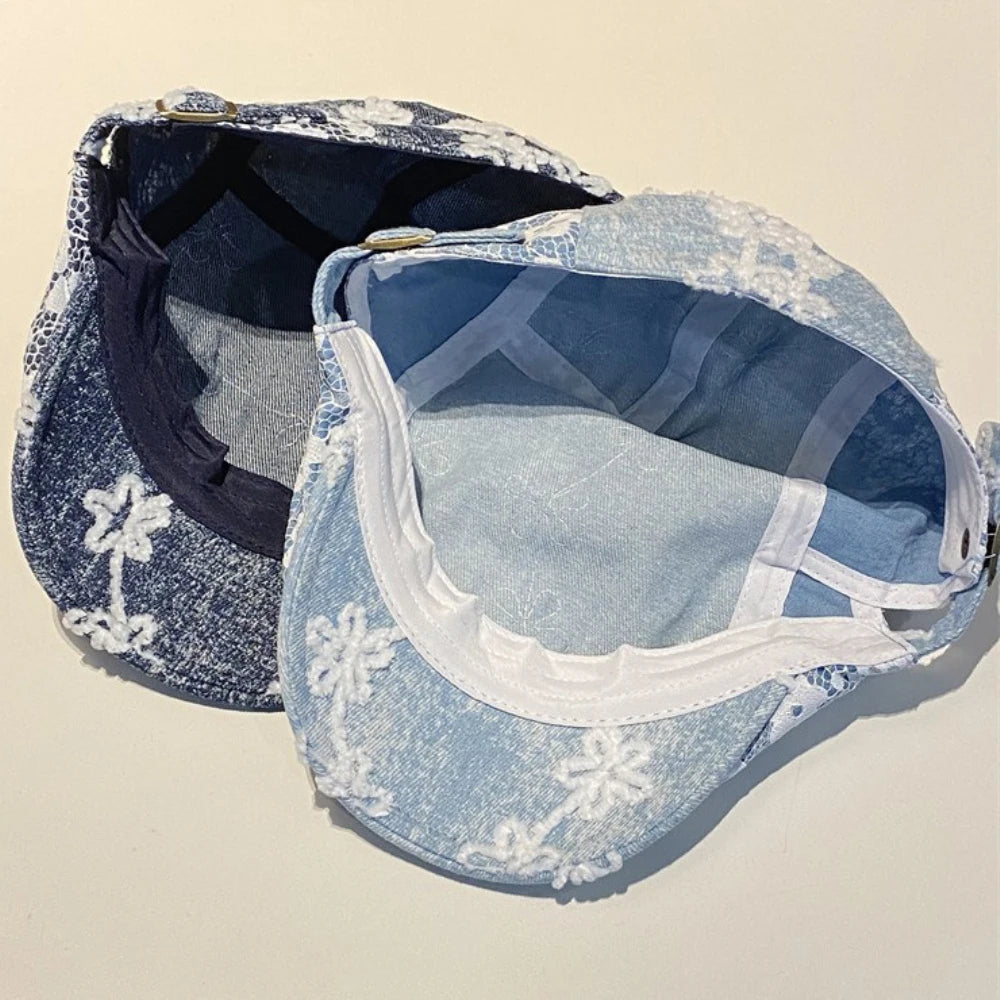 Genoa Floral Denim Beret