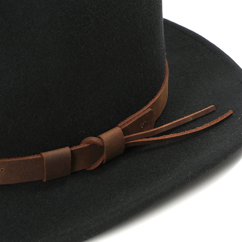 Black Wool Cowboy Fedora Hat – Crushable Outback Felt Hat