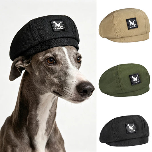 Adjustable dog beret in khaki