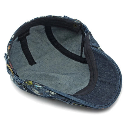 Lucca Floral Washed Denim Beret