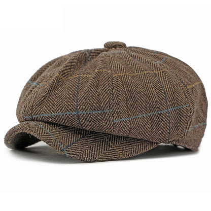 Verona Striped Wool Beret in Coffee