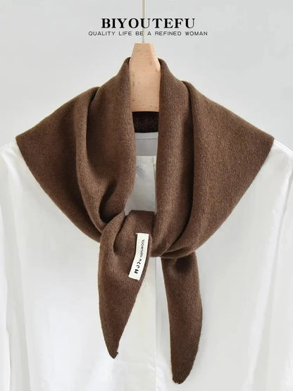 Marlborough Merino Wool Triangle Scarf in Dark Brown