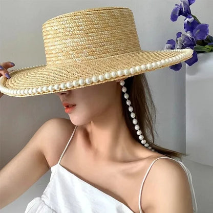 Brighton Pearl-Trim Straw Sun Hat