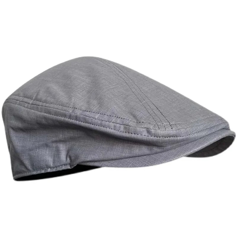 Chester Linen Newsboy Cap in Medium Gray