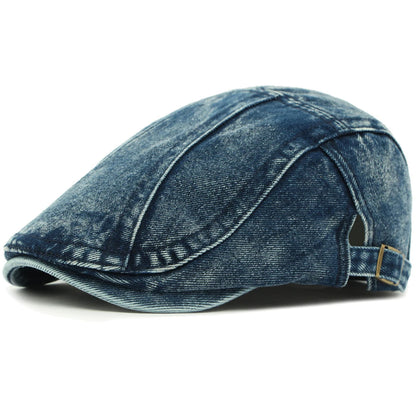 Bologna Denim-Style Beret in Dark Blue