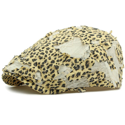 Glastonbury Lace Floral Beret in Leopard