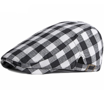 Aberdeen Plaid Artist Beret in Side Buckle Black
