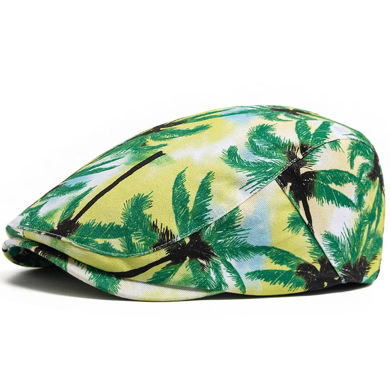 Print Cotton Ivy Cap | Riviera Summer Flat Cap | Urban Caps NZ