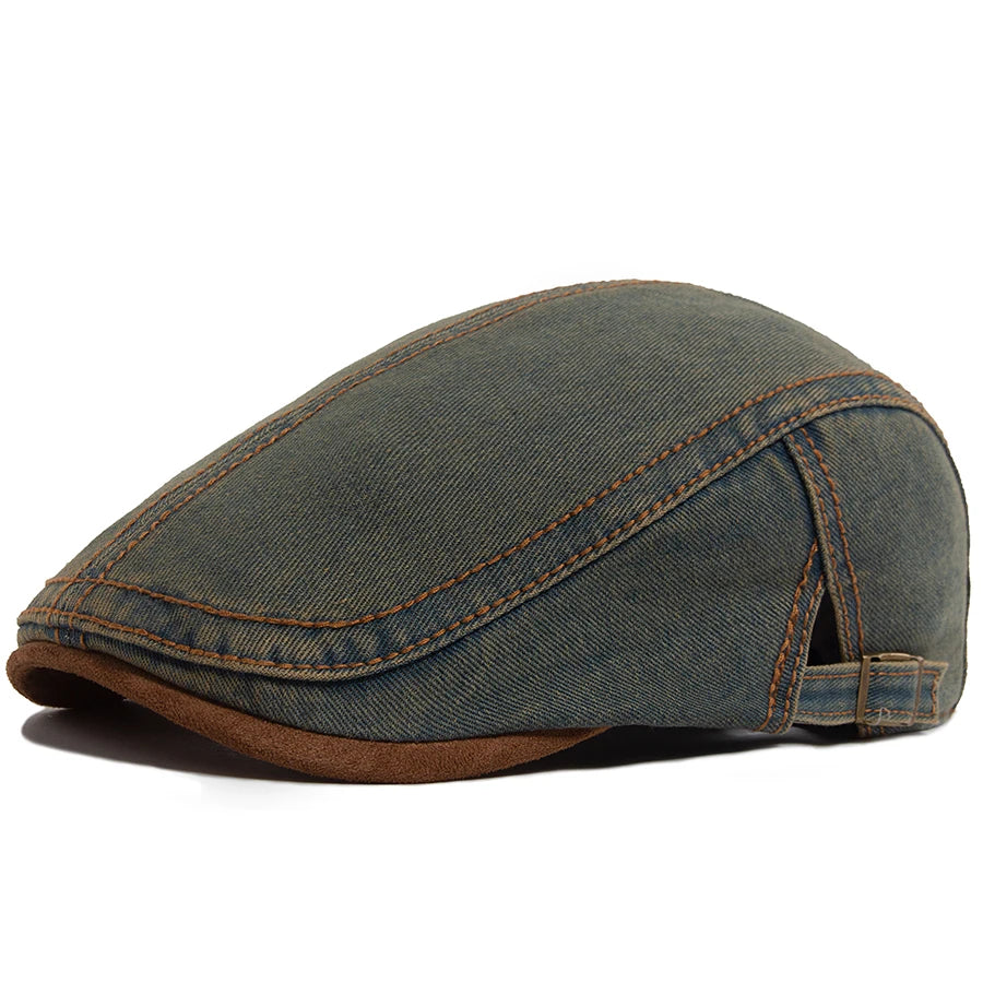 Brown Patchwork Ivy Cap | Retro Country Flat Hat | Urban Caps NZ
