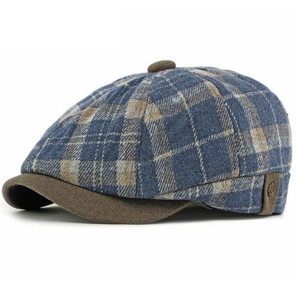 Bilbao Plaid Artist Beret in Blue