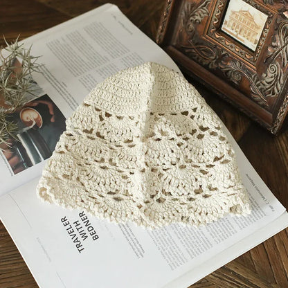 Rosewood Crochet Lace Cap in Beige