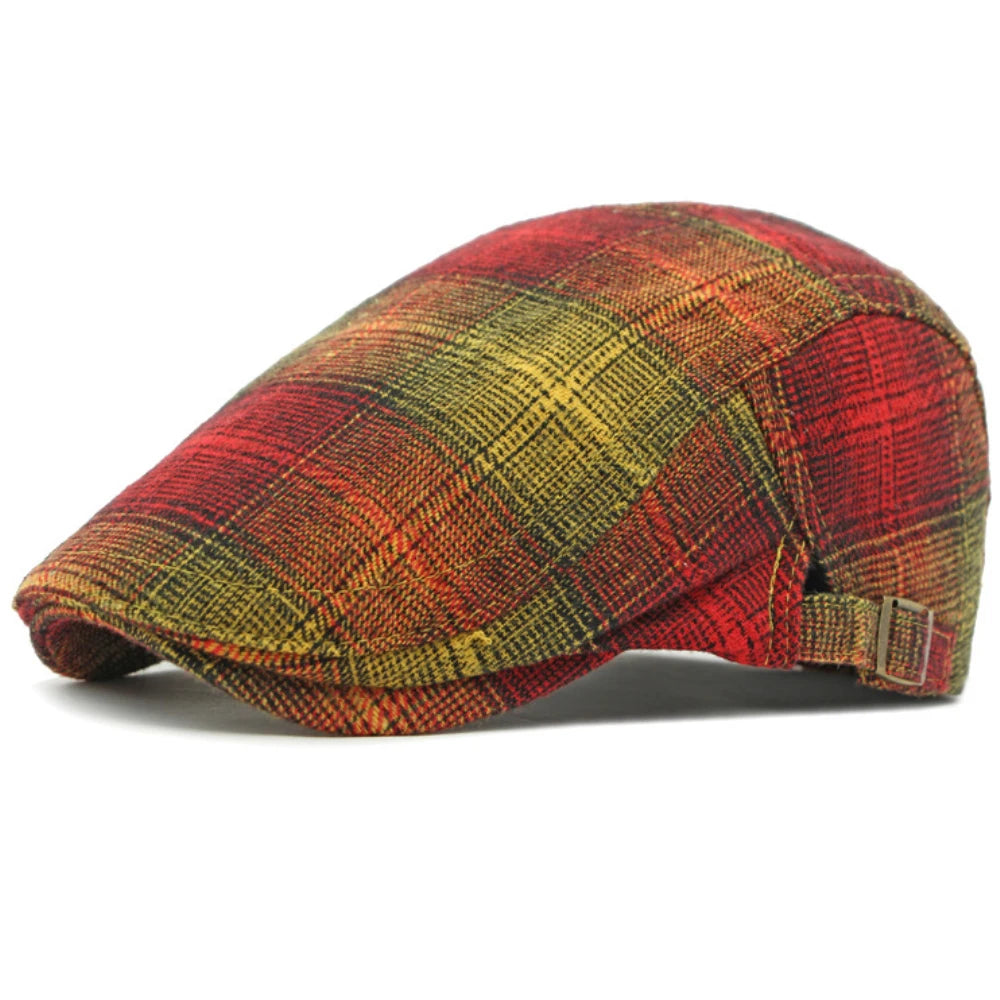 Greenwich Plaid Artist Beret in Red Yellow